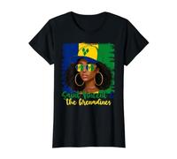 Bandera Vicenciana Niña San Vicente y Las Granadinas Mujer Camiseta gráfica económica, Mujer, Negro, S