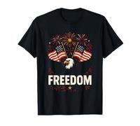 Bandera vintage de Estados Unidos 4 de julio Freedom Eagle Fireworks 1776 Camiseta
