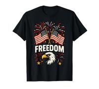 Bandera vintage de Estados Unidos 4 de julio Freedom Eagle Fireworks 1776 Camiseta