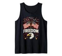 Bandera vintage de Estados Unidos 4 de julio Freedom Eagle Fireworks 1776 Camiseta sin Mangas