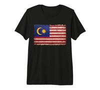 Bandera Vintage de Malasia Envejecida Orgullosa Patriota Malasia Camiseta Premium