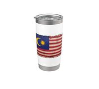 Bandera vintage de Malasia envejecida orgullosa patriota malasia Vaso térmico de acero inoxidable de doble pared