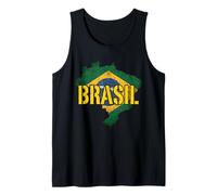 Bandera Vintage de Mapa de Brasil Envejecida Camiseta sin Mangas