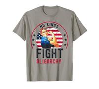 Bandera vintage de No Kings Fight Oligarchy Woman's Girl America Flag Camiseta