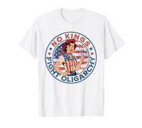 Bandera vintage de No Kings Fight Oligarchy Woman's Girl America Flag Camiseta