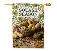 Bandera vintage de temporada de calabaza, temporada de otoño, 71 x 101 cm | Tema de cesta tejida, bandera de patio, imágenes rústicas de cosecha, arte botánico de otoño, decoración de bienvenida al