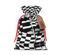 Banderas a cuadros con estampado de banderas de carreras, bolsas de cordón para regalos, bolsas de regalo de tela reutilizables, para regalos de vacaciones y fiestas