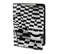 Banderas a cuadros con impresión de banderas de carreras, soporte para pasaporte para viajes, imprescindible, funda para pasaporte para accesorios de viaje para mujeres y hombres, NEGRO, One Size