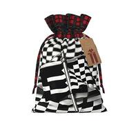 Banderas a cuadros de carreras, bolsa de regalo de arpillera con cordón, bolsa de regalo textil artesanal para todas las ocasiones festivas