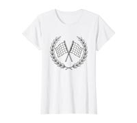 Banderas A Cuadros Motorsport Racing Pilotos de Carreras Fans Equipos Camiseta gráfica económica, Mujer, Blanco, L