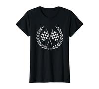 Banderas A Cuadros Motorsport Racing Pilotos de Carreras Fans Equipos Camiseta gráfica económica, Mujer, Negro, L