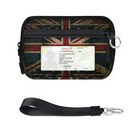 Banderas americanas británicas mini con cremallera para mujeres y hombres con ventana de identificación, cartera portátil, ligera, pequeña, con cremallera, organizador de tarjetas de monedas