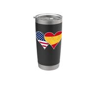 Banderas americanas y españolas Vintage Hearts España España USA Fan Vaso térmico de acero inoxidable de doble pared