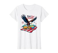 Banderas, Comida, Libertad Camiseta, Mujer, Blanco, XL