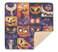 Banderas con elementos de Halloween, tapete de juego grande y resistente para bebé, cómodo tapete acolchado para bebés, niños pequeños, 50 x 50 pulgadas