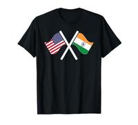 Banderas Cruzadas de Estados Unidos e India con raíces Dobles Camiseta