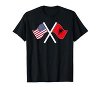 Banderas Cruzadas de Estados Unidos y Albania con raíces Dobles Camiseta
