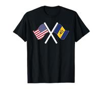 Banderas Cruzadas de Estados Unidos y Barbados, raíces Dobles Camiseta
