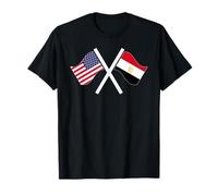 Banderas Cruzadas de Estados Unidos y Egipto con raíces Dobles Camiseta