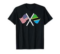 Banderas Cruzadas de Estados Unidos y Tanzania con raíces Dobles Camiseta