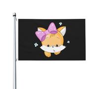 Banderas de Bienvenida Hermoso zorrito Exterior Estandarte para Calle 3x5 | FT Impermeable Estandarte de Césped Premium Bandera para Patio Decoración
