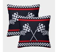 Banderas de Carreras - diseño de patrón a Cuadros Fundas Cojines para Sofá 2 Piezas Disponible Todas Las Estaciones Funda De Almohada Confortable Square Funda De Cojines Cama Hogar Coche 50x50cm