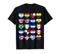 Banderas de corazón del Mes de la Herencia Hispana Latino Todos los Paí Camiseta
