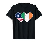 Banderas de Estados Unidos e Irlanda - Corazones Vintage Americanos e irlandeses Camiseta gráfica económica