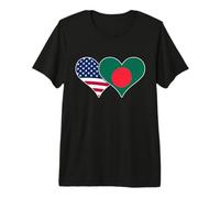 Banderas de Estados Unidos y Bangladesh - Corazones Americanos y de Bangladesh Camiseta Premium