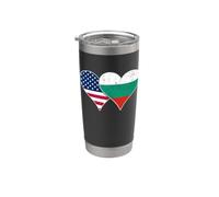 Banderas de Estados Unidos y Bulgaria - Corazones vintage americanos y búlgaros Vaso térmico de acero inoxidable de doble pared