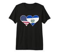 Banderas de Estados Unidos y El Salvador - Corazones Americanos y Salvadoreños Camiseta Premium
