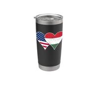 Banderas de Estados Unidos y Hungría - Corazones vintage americanos y húngaros Vaso térmico de acero inoxidable de doble pared