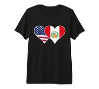 Banderas de Estados Unidos y Perú - Corazones Vintage Americanos y peruanos Camiseta Premium
