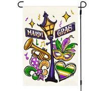 Banderas de Exterior Farola Mardi Gras Flores De Lis Mascarilla Jardín | 30x45cm Bandera de balcón Estampadas Bandera de Patio para Césped todas las temporadas Festivales