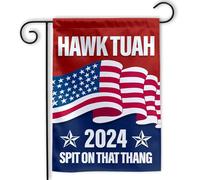 Banderas de Exterior Hawk Tuah escupe a esa cosa Hawk Tuah Bandera Jardín | 30x45cm Bandera de balcón Multicolor Banderas de Jardín para Patio todas las temporadas balcón