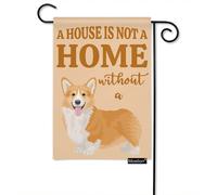 Banderas de jard n de Moslion Joy Corgi de doble cara: ""Una casa no es un hogar sin un perro"", adorables banderas de arpillera de 31,7 x 45,7 cm,