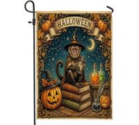 Banderas de jardín de mono de Halloween de 12 x 18 pulgadas, de doble cara para exteriores, banderas de lona para patio delantero, banderas de arpillera para jardín, jardín trasero para exteriores