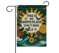 Banderas de Jardín Este es mi lugar feliz No lo hagas. Calle 30x45cm | Banderas Duradero Bandera de balcón para pared Césped Patio