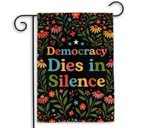 Banderas de Jardín La democracia muere en flores Banderas de Exterior | balcón 30x45cm Bandera Duradero Banderas para Fiestas Calle Patio