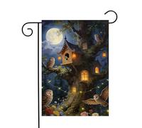 Banderas de Jardín Misteriosos pájaros arborícolas, búhos, linterna, | Calle 30x45cm con 2 ojales de metal Bandera de balcón Personalizado Banderas Césped Calle