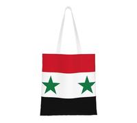 Banderas de la bandera de la República Árabe Siria. Lona ligera, asas dobles, elegante bolsa de mano para mujer, perfecta para ir de compras, trabajar y llevar todos los días.