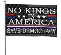 Banderas de No Kings In America de 3x5 pies Salvemos la Democracia Anti Anti 8647 Arte de pared para exteriores