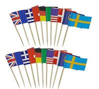 Banderas de Palillos de País,100 PCS Países Palillo de Dientes Bandera Marcadores Banderas del Mundo Palitos Cóctel Etiquetas Adornos para Magdalenas Decorar Tartas Bocadillos Cumpleaños Boda Fiesta