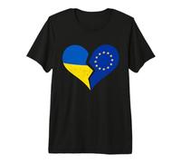 Banderas de Ucrania y la UE - Corazón Roto Angustiado Unión Europea Camiseta Premium
