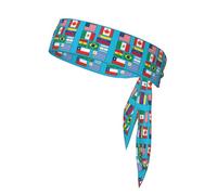 Banderas de varios países con estampado para la cabeza, corbata de karate ninja, bandas atléticas, banda para la cabeza que absorbe el sudor