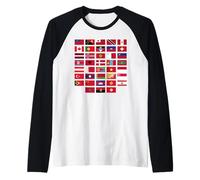 Banderas del Mundo, 38 países para entusiastas de la Bandera roja Degradado Camiseta Manga Raglan