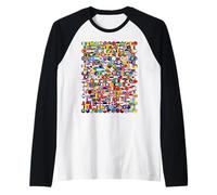 Banderas del mundo en patrón hexagonal, camisetas de banderas nacionales Camiseta Manga Raglan
