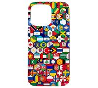Banderas del mundo en patrón hexagonal, camisetas de banderas nacionales Carcasa para iPhone 15 Pro Max