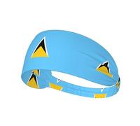 Banderas elásticas antideslizantes que absorben el sudor con la bandera de Santa Lucía para mujeres y hombres, diadema de entrenamiento para gimnasio, correr, yoga, tenis