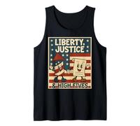 Banderas Fuegos Artificiales Equidad Libertad Justicia USA Patriotic Camiseta sin Mangas